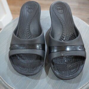 Women's Crocs Platform Wedge Slip-On Sandel - Black - Size 8
